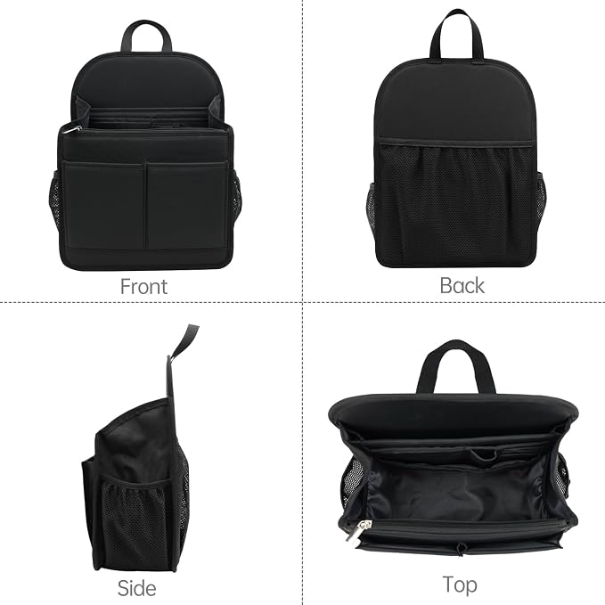 Large Premium Wider Rugged Backpack Organizer Insert for Men Women Work Travel -19 Pockets, Padded Nylon-Black - Image 9