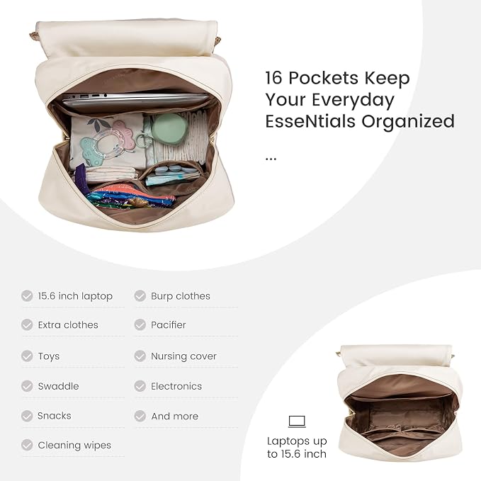 LOVEVOOK Diaper Bag Backpack, Baby Travel Bags for Boys & Girl, Toddler Waterproof Diaper Bag w/Changing Pad (Grey, 15.6''-Small) - Image 5