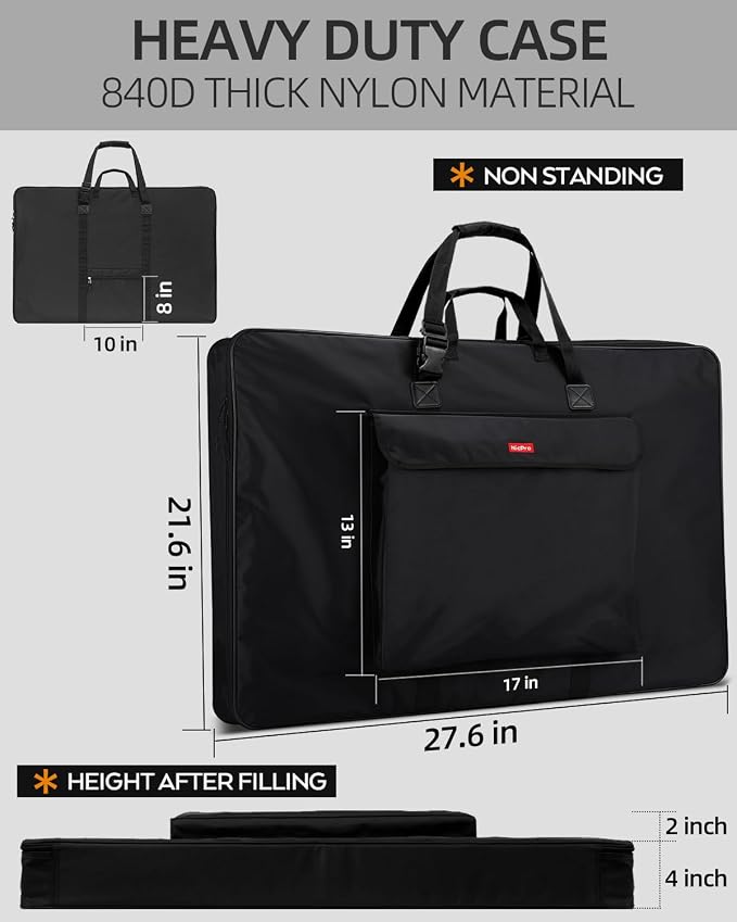 Nicpro Art Portfolio Bag 20”x 26'', Nylon Artist Bag with Reinforced Edges | Durable 840D Fabric, Adjustable Shoulder Strap, 3-sided zipper, Waterproof Art Portfolio Case, for Canvas Artwork Solar Panel - Image 2
