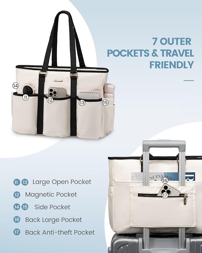 LOVEVOOK Work Tote Bag for Women, Laptop Bag for Women, Teacher Nurse Tote Bag, Utility Tote For Work/Travel/College/Daily, Professional Computer Purse Large Handbag With Multi Pockets - Image 4