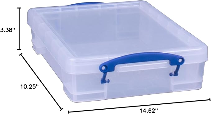 Really Useful Box 4 Liter Plastic Stackable Storage Container w/Snap Lid & Built-In Clip Lock Handles for Home & Office Organization, Clear (2 Pack) - Image 10