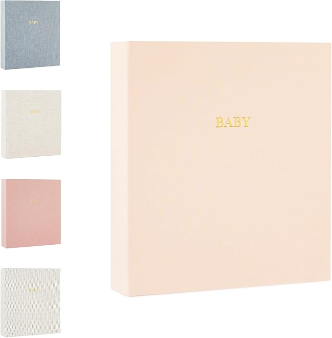 Sugar Paper Baby Keepsake Book, Memory Book from Pregnancy to First Year, Milestone Journal with Pocket Storage, Baby Shower Idea, Gender Neutral Gift, Cloth Hardcover, Pale Pink by SugarPaperLosAngeles