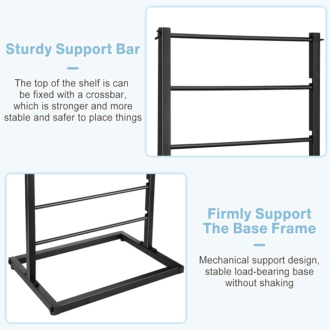 Aulin 6 Tier Large Capacity Ribbon Storage Organizer Rack (Black) | Metal Ribbon Spool Holder：It comes with six standard-thickness rods and three thinner rods. - Image 7