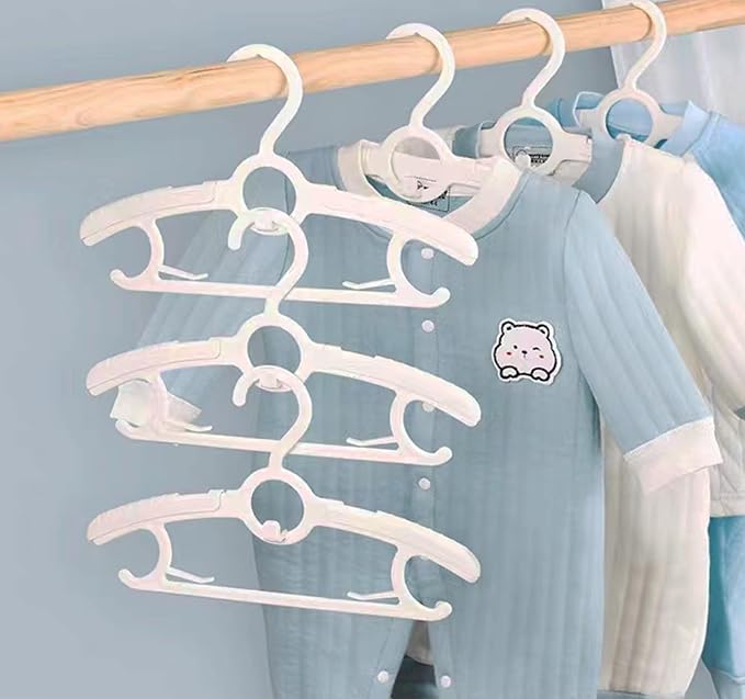 Baby Closet Hangers,20Pack Space Saving Kids Hangers White, | Non-Slip and Extendable Baby Nursery Closet Hangers,11-14" Adjustable Plastic Infant Hangers for Girl Boy Toddler Kids Child. - Image 3