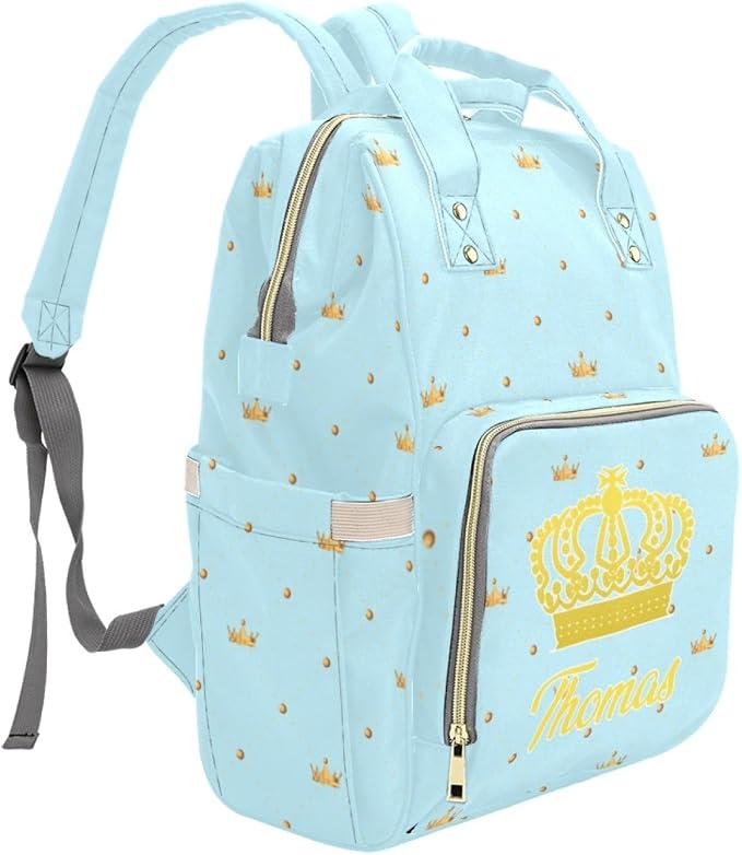 Custom Baby Diaper Bags with Name, Prince Personalized Diaper Bag Backpack Mommy Bag Diaper Nappy Bags Casual Daypack Travel Shoulder Bag for Mom - Image 3