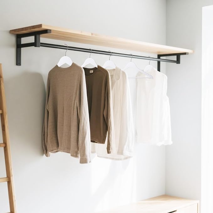 Wooden Clothes Hangers with Pants Bars, White, 108-Pack | Heavy Duty Solid Wood Suit & Coat Hangers with Swivel Hook & Shoulder Notches, for Shirts, Jackets, Dresses & Trousers - Image 6