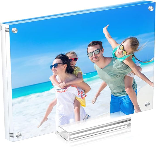 11x14 Acrylic Picture Frames, Clear Double Sided Magnetic Display | Crystal Clear Frameless Photo Frames, Freestanding Desktop Display with Detachable Stand & Gift Box by JUOIFIP