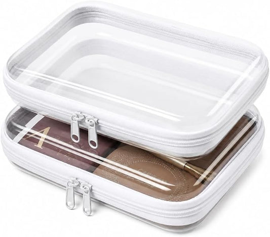 2 Pack Clear Hard Shell Zipper Case Diaper Organizer | 1.0mm Hard Shell, Upgraded Large Zipper Pulls, Clear Travel Pouches, Smooth Zipper Closure, Holds Shape by Unknown