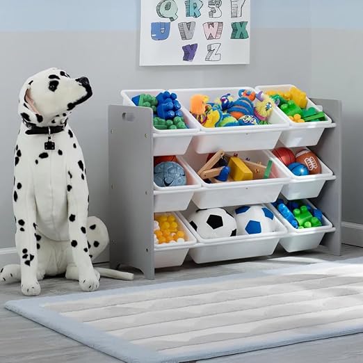 Delta Children MySize 9 Bin Plastic Toy Organizer - Greenguard Gold Certified, Grey - Image 6