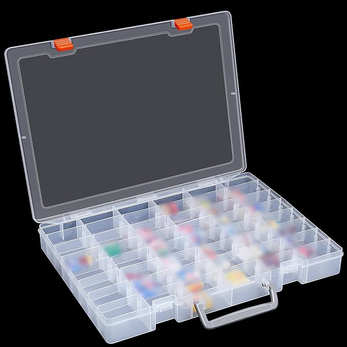 2 Pcs 48 Grids Plastic Bead Organizer Box with Divider, Clear by Juexica