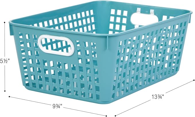Really Good Stuff Large Plastic Book Baskets, 13.25" by 10" by 5.5"-12-Pack | Water, Classroom Library Organizer, Storage, Multi-Purpose Organizer Basket - Image 2