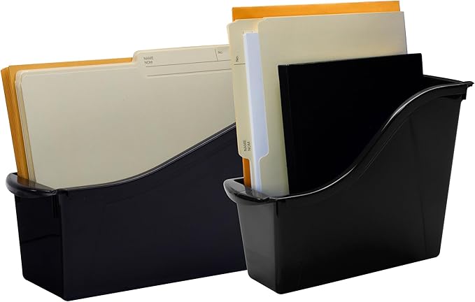 Storex Small Book Bin - Linking Storage Bins, Dry Erase Surface - 11.75" x 8.5" x 4.5", Onyx, 6-Pack - Image 2