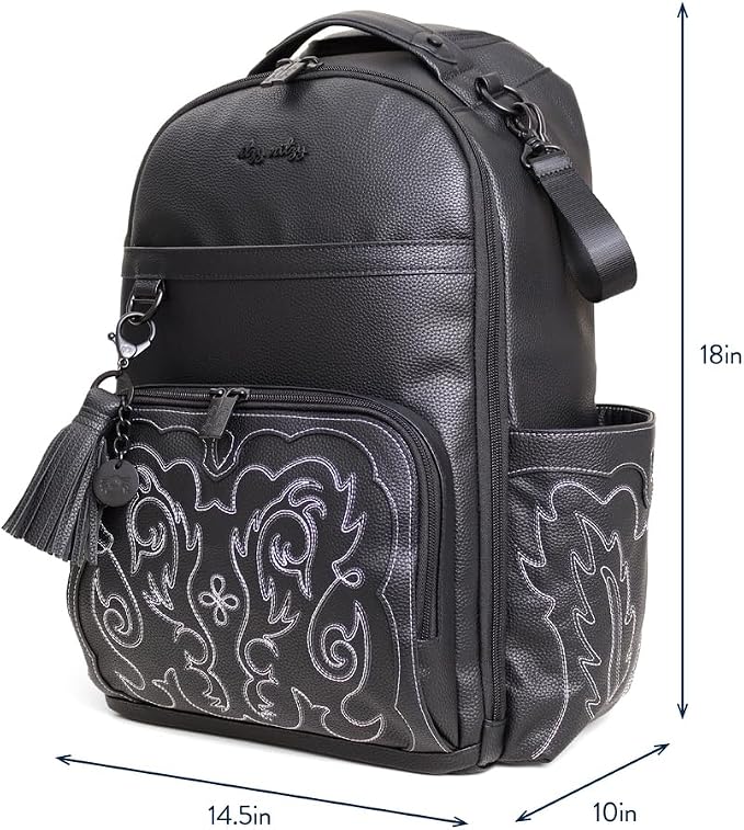 Itzy Ritzy Boss Plus Diaper Bag Backpack with 19 Pockets (Outlaw Black) | Large Diaper Bag Backpack Includes 2 Insulated Bottle Pockets, Changing Pad, Stroller Clips, Padded Straps, Travel-Ready - Image 10