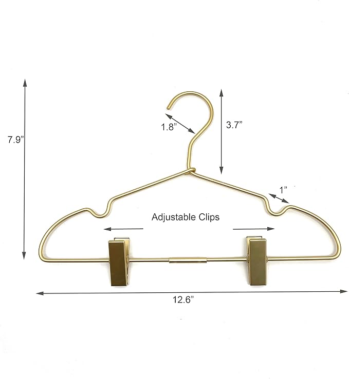 Gold Metal 12.6" Baby Clothes Clips Hanger, 30 Pack Children Kids Coat Hanger Display and Storage,Heavy Duty Standard Metal Hangers with Non-Slip Design,Space Saving Organizer - Image 9