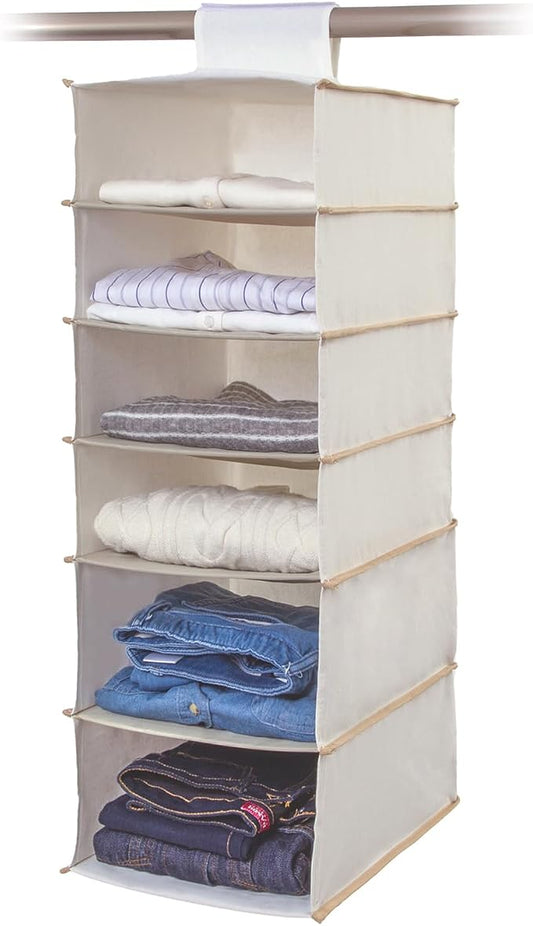 アストロ Astro 6-Shelf Hanging Closet Organizer, Collapsible Hanging Closet Shelves, Hanging Organizer for Closet, Natural, 600-11 by ASTROSTORAGE