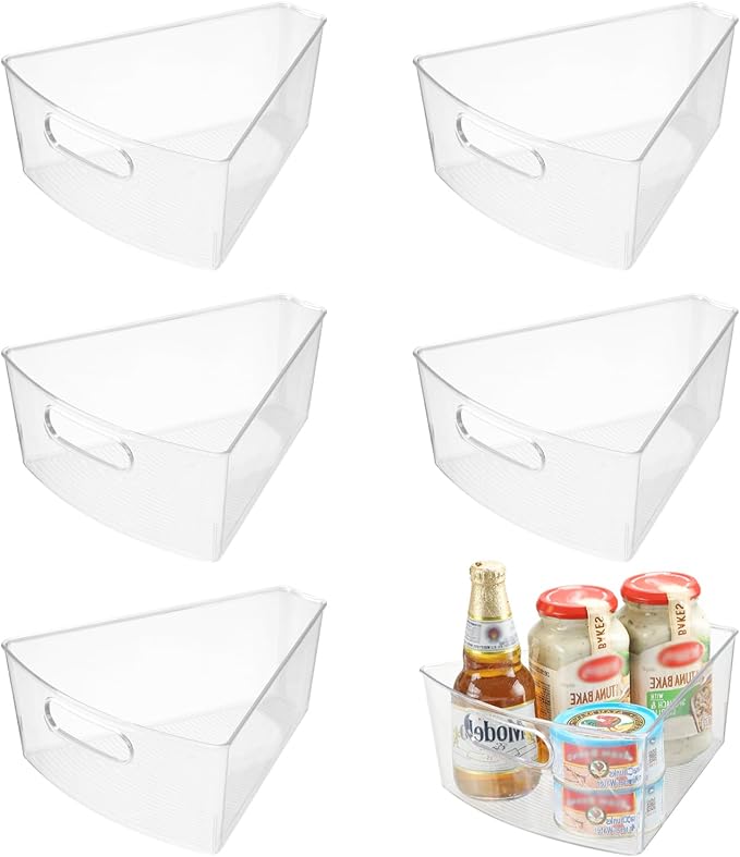 Lazy Susan Organizer Bins,10.2”x 9.4”x 4”, 26" Diameter(6) | Clear, Durable, Kitchen Cabinet Storage Bin Set, Food Safe, Non-Slip Pads, BPA Free by OMNISAFE