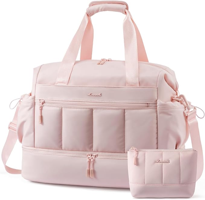 LOVEVOOK Travel Duffel Bag, Gym Bag for Women, Large Weekender Overnight Bags with Shoe Compartment, 38L Carry on Gym Hospital Bag with Wet Pocket, 2 Pcs by LOVEVOOK