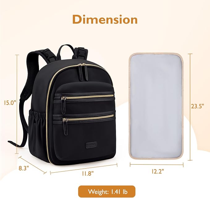 mommore Neoprene Diaper Bag Backpack Small Baby Bag Travel Mini Diaper Backpack for Newborn with Insulated Pockets, Stroller Straps | Water-resistant neoprene Small diaper backpack with Insulated Pockets & Stroller Straps - Image 6