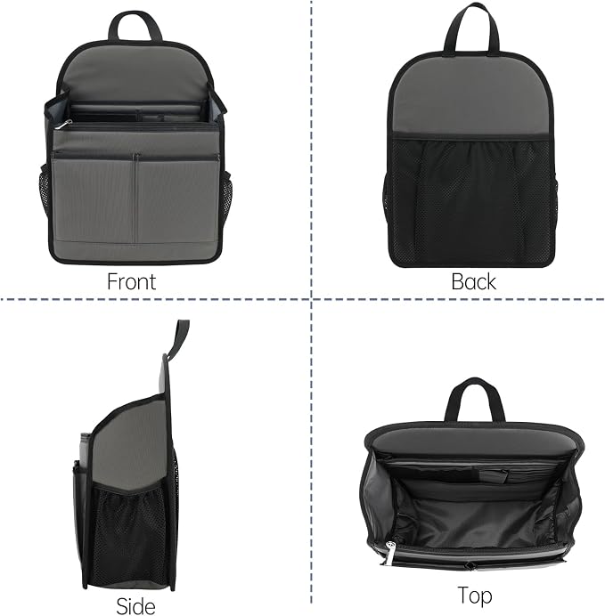 Large Premium Wider Rugged Backpack Organizer Insert for Men Women Work Travel -19 Pockets, Padded Nylon-Gray - Image 9