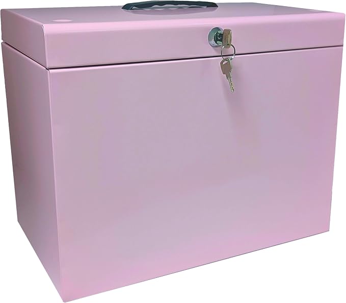 Cathedral Products A4 Steel File Box with Starter Pack of 5 Suspension Files - Pastel Pink by Unknown