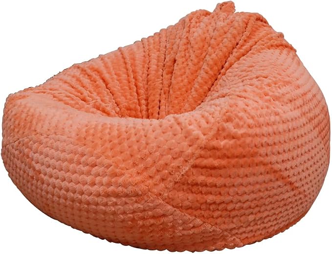 Soft Bean Bag Chair Cover No Filler Sofa Cover Storage Washable Bean Bag Cover Organizing Children Plush Toys for Living Room Bedroom (Orange, 2.8 feet-33.5" 33.5"*17.7") by Huamengoo