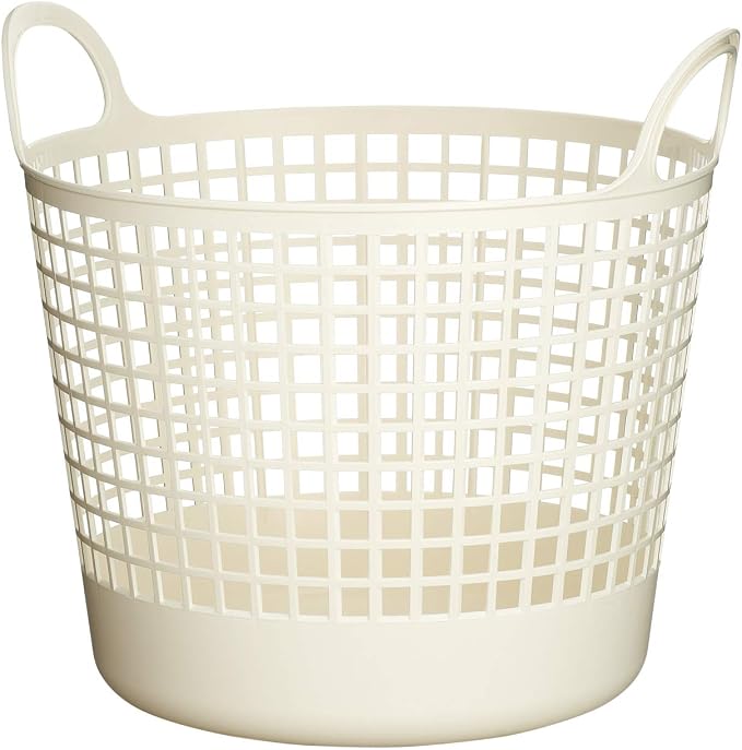 like-it SCB -1 Laundry Storage, Round Basket with Handle, Laundry Basket, Approx. Width 16.1 inches (41 cm), Depth 14.6 inches (37 cm), Height 14.8 inches (37.5 cm), White, Made in Japan by Like-it