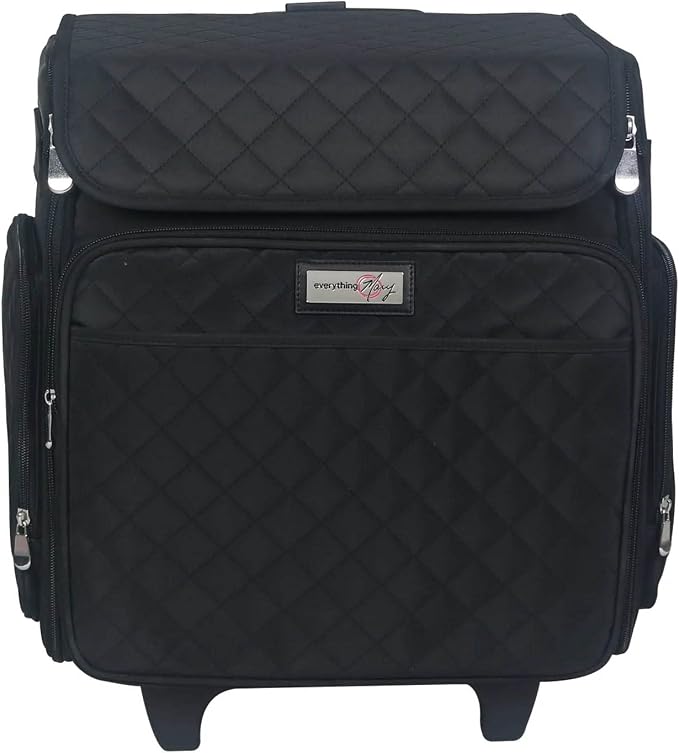 Everything Mary Rolling Scrapbook Tote – Black Quilted Craft Bag with Wheels – Storage Organizer for Scrapbooking, Papercraft, Art Supplies & Portable Craft Tools - Image 2