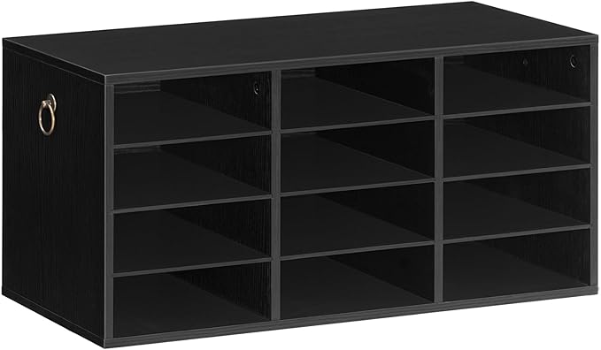 HOOBRO Countertop Mail Sorter, Wooden Literature Organizer, Student Mailbox for Classroom, Desktop Organizer for Office Home School, 12 Compartments Black BK43WF01 by HOOBRO