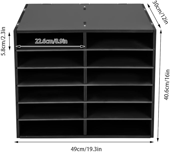 Mail Sorter Desktop, Black Mailbox for Classroom, 12 Compartments Literature Organizer, Desktop File Sorter, Paper Organizer for Home School Office (12 Slots Black) - Image 5