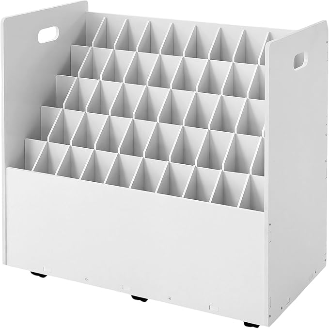 Blue Print Storage Organizer with Wheels, 50 Slots Roll Files Cart, White | Mobile Blueprint Storage Rack Cart, Construction Plan Holder, Map Poster Storage Cabinet for Office Home School by LifeFirstChoice-Blisiour