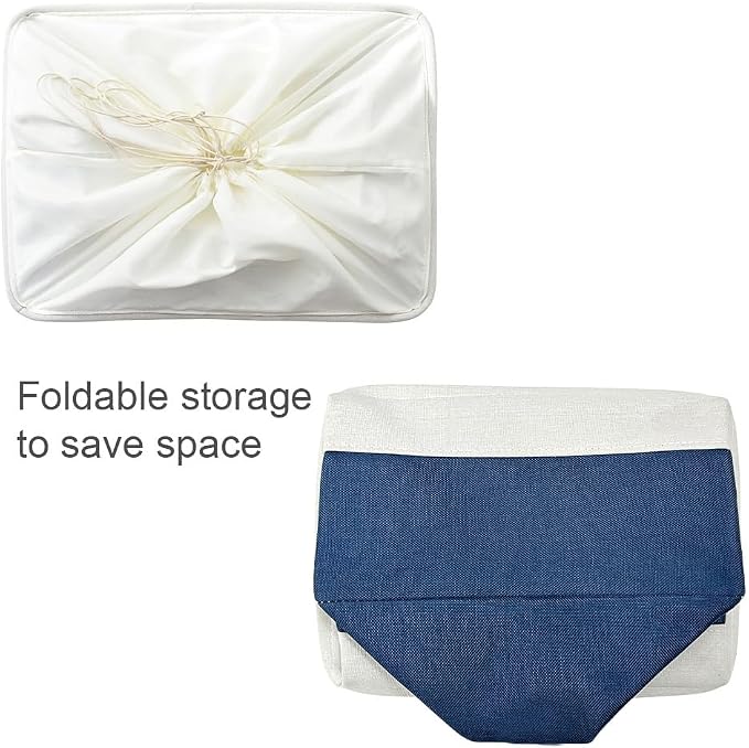Organization and Storage Basket for Shelves - Jumbo 3 Pack 20x16x14 inch Collapsible Storage Bins for Organizing, Canves Storage Cubes for Gift Organizer Toys Closet (White & Jean Blue) - Image 7
