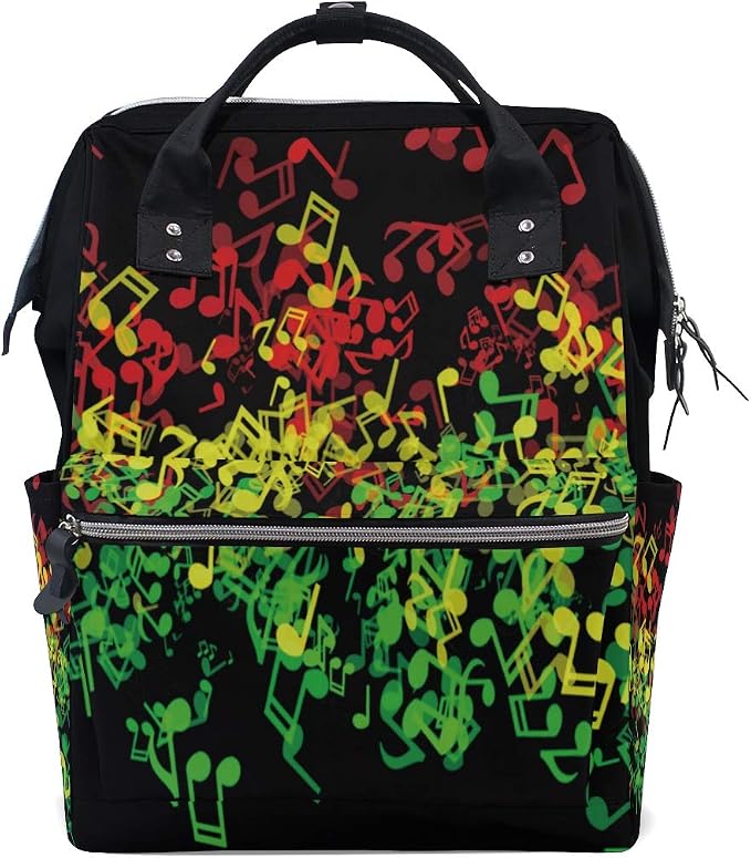 Large Capacity Baby Diaper Bag Rasta Reggae Music Durable Multi Function Travel Backpack by DERLONKAJE