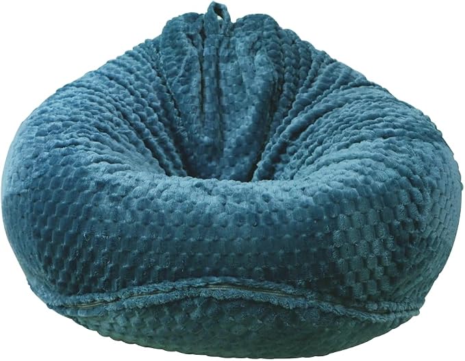 Soft Bean Bag Chair Cover No Filler Sofa Cover Storage Washable Bean Bag Cover Organizing Children Plush Toys for Living Room Bedroom (Blue, 3 feet-39.3"*39.3"*23.6") by Huamengoo