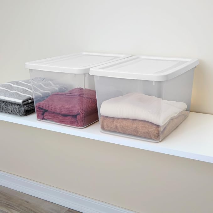 Sterilite Storage Box, Stackable Clear Plastic Bins, 20 Quart, 18-Pack | Heavy-Duty Organizing Containers with Snap-On Lids for Closet, Bathroom, and Office - Image 4