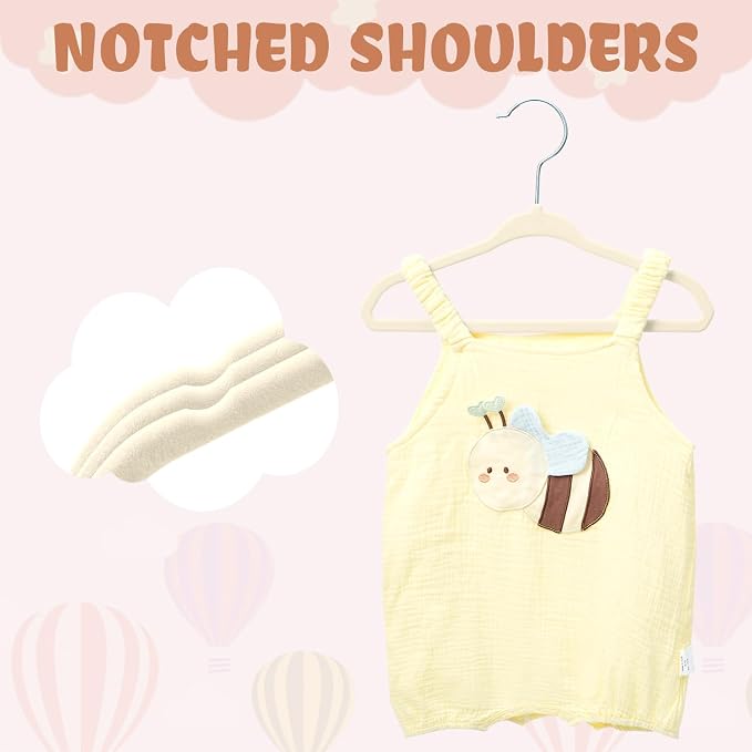 BAGAIL 50 Pack Kids Velvet Hangers 11 Inches Children's Clothes Hangers Non-Slip Baby Hangers for Infant/Toddler (Ivory) - Image 5