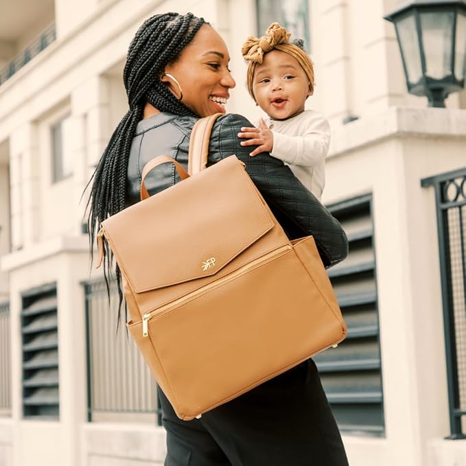 Freshly Picked Classic Diaper Bag II Backpack – Premium Vegan Leather, Large Capacity Baby Bag with Changing Pad, Stylish & Functional for Moms & Dads, Butterscotch - Image 2