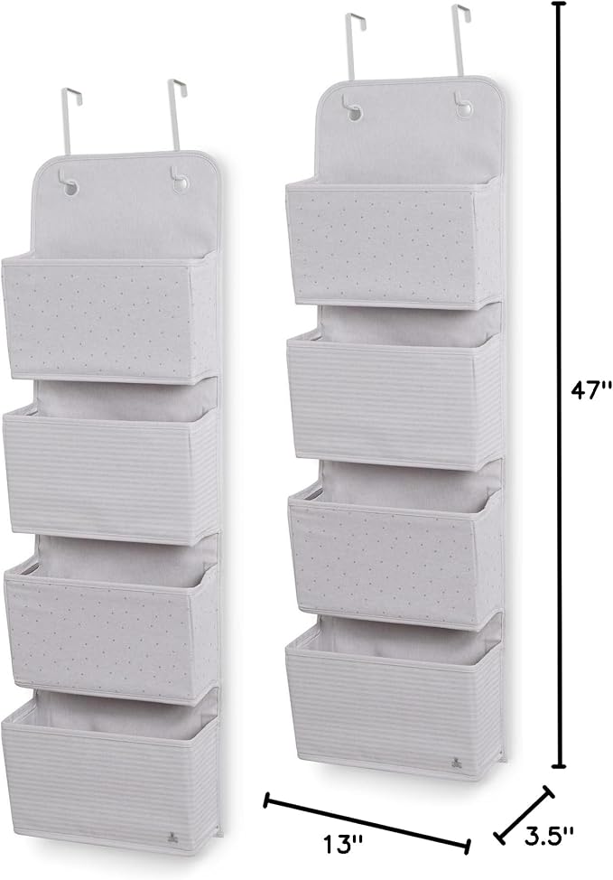 Delta Children - babyGap 2-Pack Over the Door Storage Organizer with 4 Pockets, Grey - Image 3