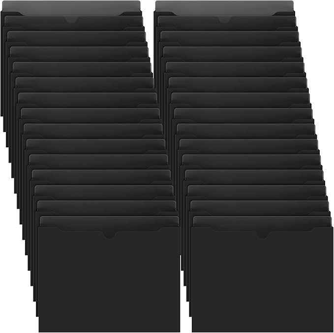 Dunzoom 50 Pack File Jackets Letter Size 2 Inch Expansion Manila Plastic File Folders Expandable Heavy Duty Reinforced Straight Cut Tab Expandable Document Jacket for Office(Classic,Black) by Dunzoom