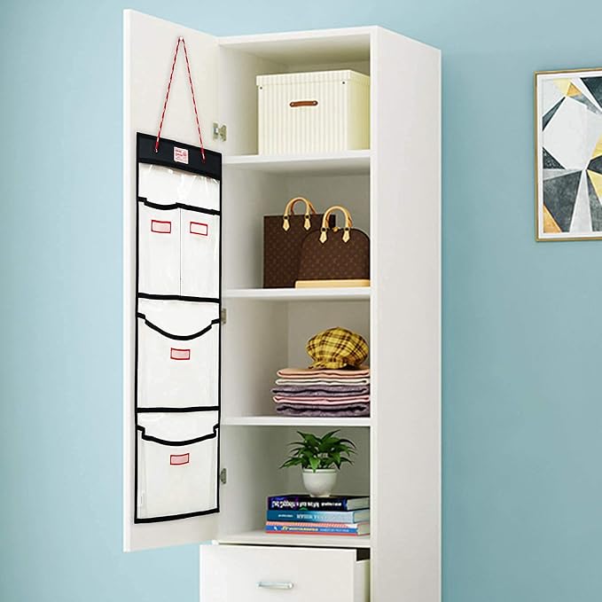 Rough Enough Locker Organizer, 4 Pockets Hanging for Gym Work Wall, Clear | Water-Repellent, Thick PVC Material, 27 x 11 Inch, 2 Small + 2 Large Pockets, for Police, Officer, Teacher - Image 6