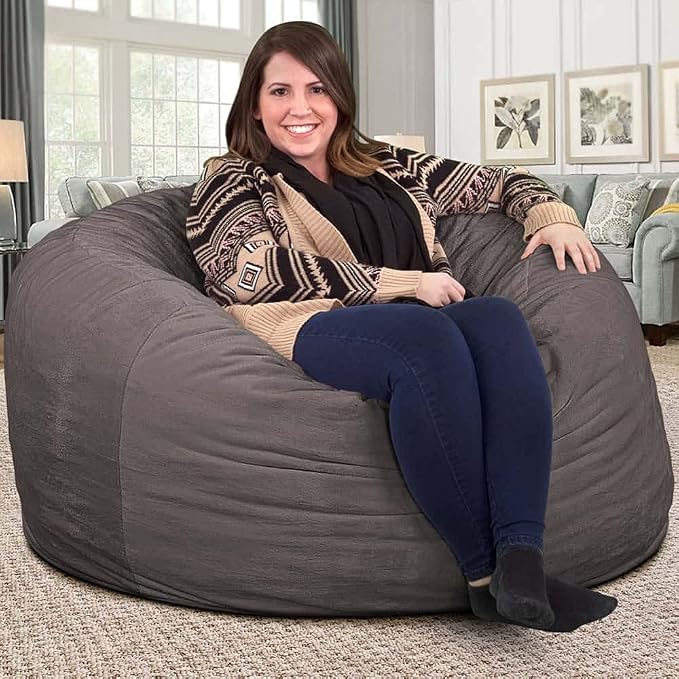 ULTIMATE SACK | 4 Ft Bean Bag Chair Replacement Cover Only | Grey Suede | Removable Washable Cover only - Image 8