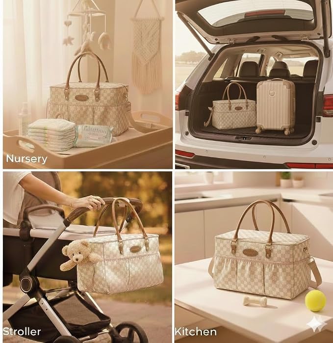 DOKUS & CO Luxe Diaper Caddy Organizer, Extra Large Collapsible Nursery Storage Tote for Baby Essentials & Travel - Image 7