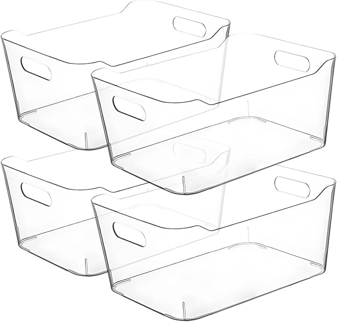 Clear Extra Large Plastic Storage Bins, Pantry Organizers and Storage Containers Fridge Organizer Bins for Organizing Home, Kitchen Organization. Bathroom, Refrigerator, Freezer, Laundry Room by CONTROLKITCHEN