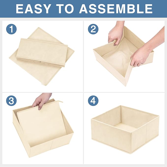 Drawer Organizer Clothes, 24 Pack Dresser Organizer Bins for Nursery Bedroom, Closet Organization and Storage Dividers for Clothing, Baby Clothes, Underwears, Socks (Beige) - Image 7