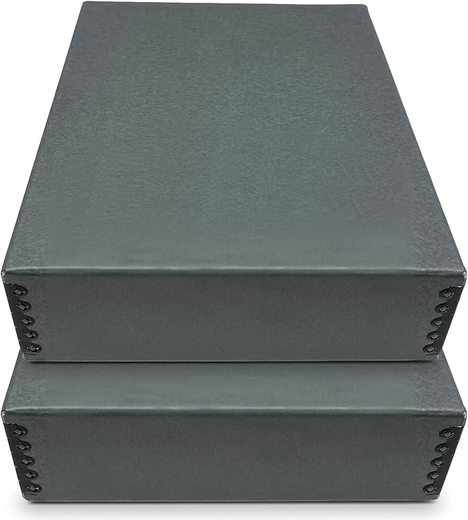 Golden State Art, Archival Storage Box, Gray, 9.75x12.75x3 Inch, Pack of 2 | Acid-Free Museum Box with Metal Edge Corner, for Storing Artwork Photos Documents Prints Arts And Crafts by GoldenStateArt