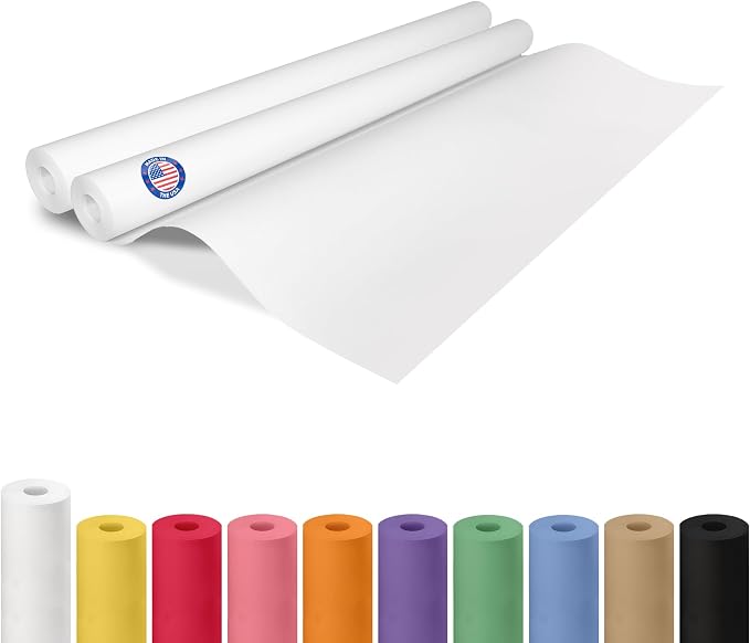 Extra White Offset Kraft Paper Roll 36" x 1200" (100 ft), 2-Pack – USA-Made 50lb Premium Eco Paper, Brighter-Than-Standard White – Ideal for Arts & Crafts, School Projects, Wrapping by IDL Packaging by IDLPackaging