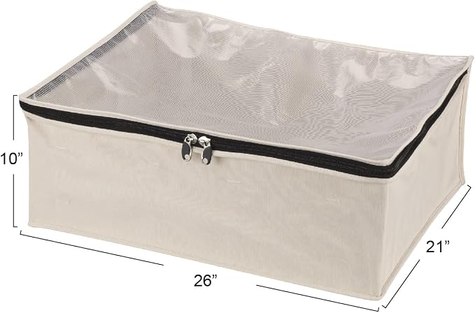 Household Essentials 3364-1 Cotton Canvas Blanket Storage Bags | Natural, Off-White - Image 3