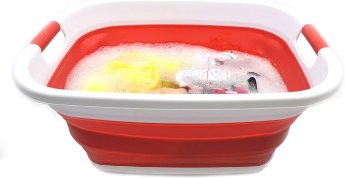 SAMMART Set of 2-31L (8.1 gallon) Collapsible Plastic Laundry Basket -Pop Up Storage Container-Portable Washing Tub - Space Saving Hamper/Basket, Water capacity: 23L (6 gallon) (2, Red) - Image 7