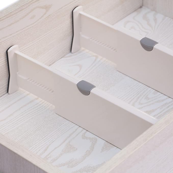 TENABORT Set of 8 Adjustable Drawer Dividers Organizer Separators Plastic Dresser Organizer for Bedroom, Bathroom, Closet, Office Desk, Kitchen Storage - Image 3