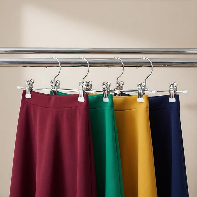 Mawa by Reston Lloyd Non Slip-Space Saving Clothing Hanger for Pant/Skirt with Two Non-Slip Clips, Style K/40D, 15.75", Set of 250, White - Image 3