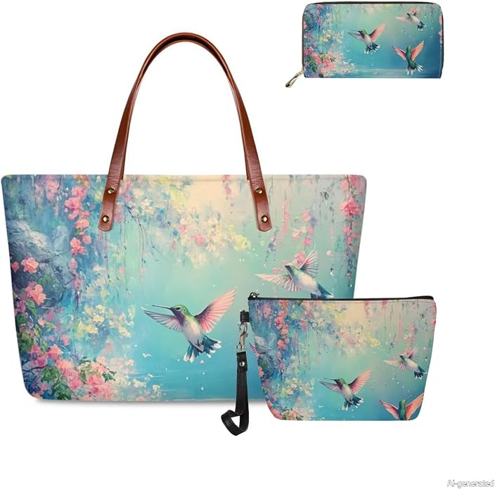 GIFTPUZZ Women Top Handle Bags Handbags with Zipper Leather Wallet Cash Card Phone Holder and Makeup Bag Set 3pcs - Image 4